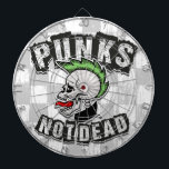 パンクノットデッドスカルモホークパンクロックロッカー ダーツボード<br><div class="desc">Punksは死んでいない死んだショケーシングスケルトンと緑のモホーク、真のパンクロックのロッカー – パンクロックは生きている！ヘジケコア – リバティースパイク – ハードコア市松模様に-  - Skater</div>
