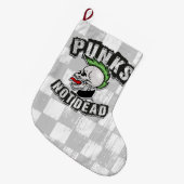 パンクノットデッドスカルモホークパンクロックロッカー ラージクリスマスストッキング (正面 (吊り時))