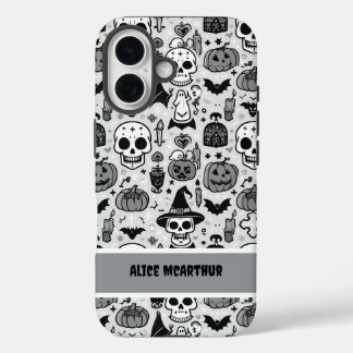 パンクハロウィーントリックオアトリート名前をカスタムする iPhone 16ケース