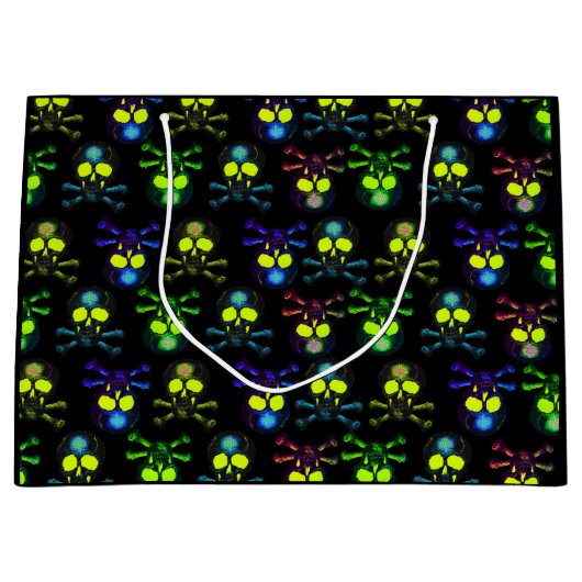 パンクパイレーツ幽霊スカルコバルト悪夢ブルー ラージペーパーバッグ (正面)