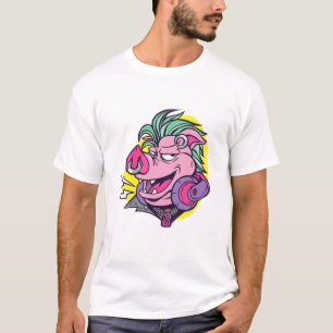 パンクピグ動物クラシックビーガン90S無政府状態 Tシャツ