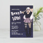 パンクブルーカートゥー10代のガール14th誕生日 招待状 (スタンド正面)