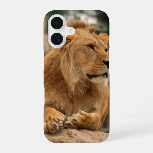 パンクヘアスタイルのライオン iPhone 16ケース (裏面)