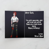 パンクレッドヘッド10代のガールブラック16th誕生日 カード (内部)