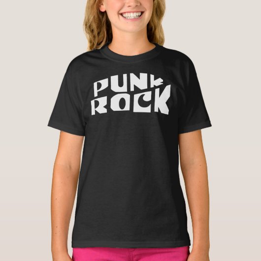 パンクロックのタイポグラフィーバナー Tシャツ (正面)