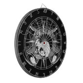 パンクロックのモホーク族の人のスカルのバラのギターのスパイク ダーツボード (正面左)