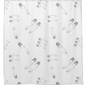 パンクロックの安全ピンパターン（の模様が）ある シャワーカーテン (正面)