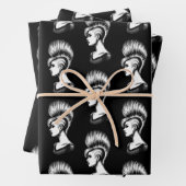 パンクロックガールとモホークの髪型ファッション ラッピングペーパーシート (インサイチュ)