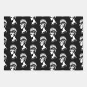 パンクロックガールとモホークの髪型ファッション ラッピングペーパーシート (正面)