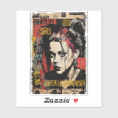 パンクロックガール通りアート引用文グラフィティグランジ シール (シート)