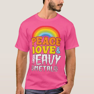 パンクロックキッズバンドメタルレインボーピースラブヘブ Tシャツ