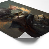 パンクロックキャットポートレートおもしろい、キャット、ペットポートレート ポスター (角)