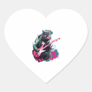 パンクロックギターカリコキャットギタリスト ハートシール