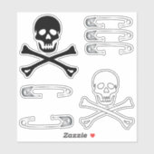 パンクロックゴシックスカルと安全ピン シール (シート)