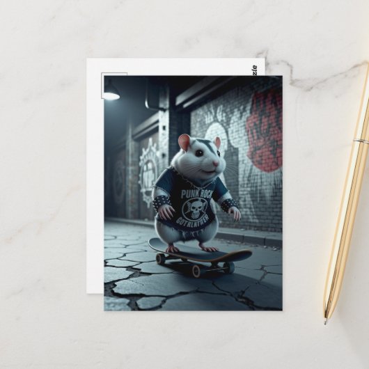 パンクロックゴシックスケートボードハムスター ポストカード (正面/裏面インサイチュ)