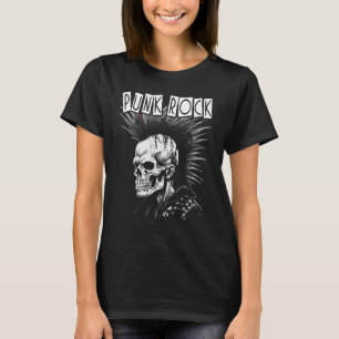 パンクロックスカルスケルトンモホークモヒカンパンク Tシャツ