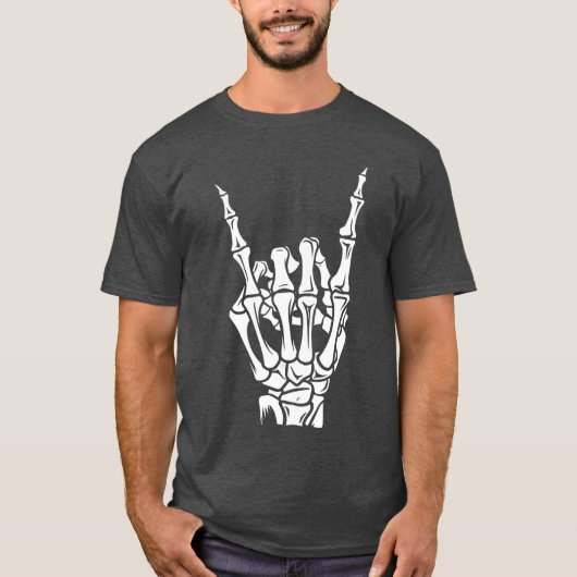 パンクロックスケルトン クールなロッカー ハロウィン メンズ レディース Tシャツ (正面)