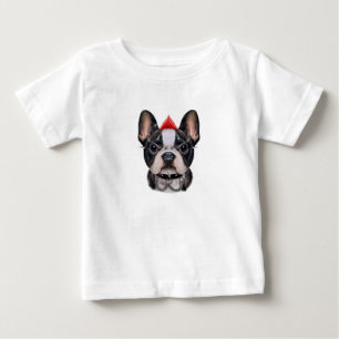 パンクロックスタイルフランスのブルドッグ犬の恋人 ベビーTシャツ