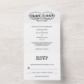 パンクロックタトゥーハンズミニマリストブラックとホワイト オールインワン招待状 (内側)