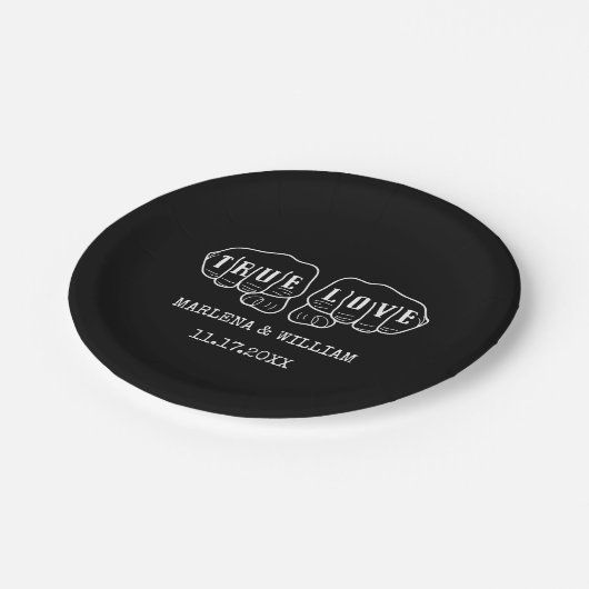 パンクロックタトゥーハンズミニマ結婚リストの紙Pl ペーパープレート (アングル)