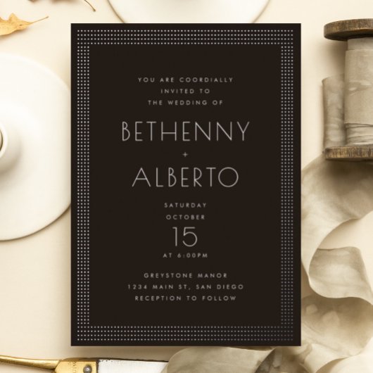 パンクロックデコ結婚のフォイル招待状 箔招待状