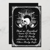 パンクロックモホークスカルバラギタースパイク 招待状 (正面/裏面)