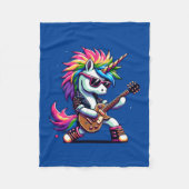 パンクロックユニコーンカラフルピクセルアートギターデザイン フリースブランケット (正面)