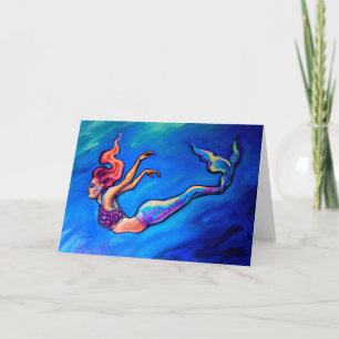 "パンクロック人魚"の芸術のプリントの挨拶状 カード