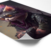 パンクロック猫ポートレート、猫去勢、おもしろい猫 ポスター (角)