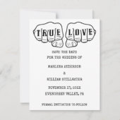 パンクロック タトゥー 手 ミニマル 結婚式 Save the Date 招待状 (正面)