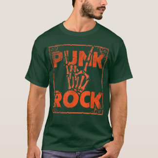 パンクロック ミュージック スケルトン デビルホーン ハンドサイン Tシャツ