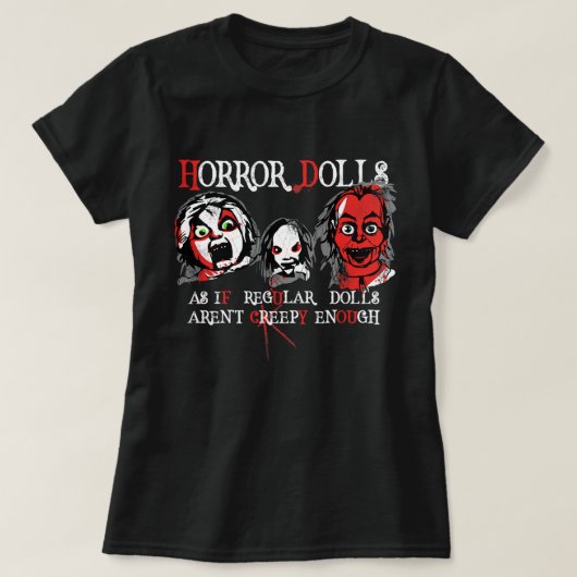 パンク幽霊のよく出るゴシックダークアートの悪い不気味な人形L Tシャツ (デザイン正面)