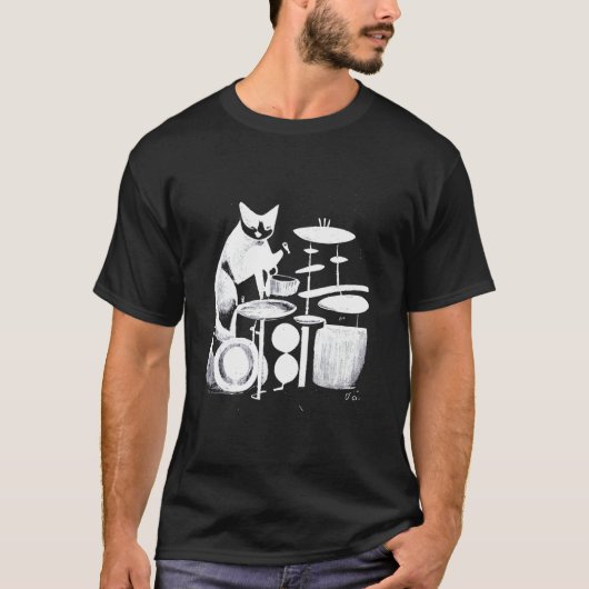 パンク猫のドラム演奏 2 Tシャツ (正面)