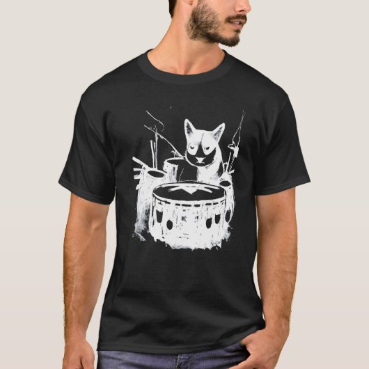 パンク猫のドラム演奏 4 Tシャツ (正面)