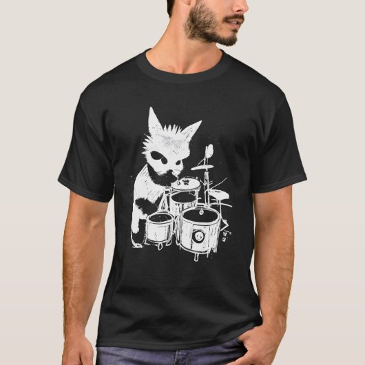 パンク猫のドラム演奏 5 Tシャツ (正面)