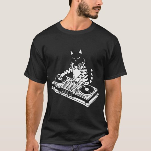 パンク猫のDJプレイ Tシャツ (正面)