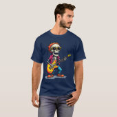 パンク ロッカー スケルトン ギター Tシャツ (正面フル)
