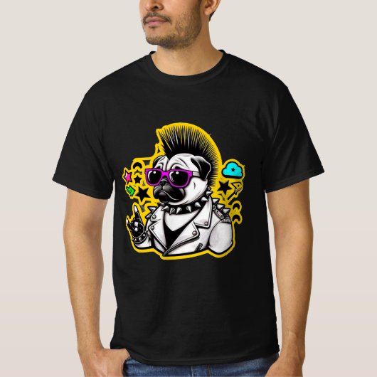 パンクROCKER-PUG 4 Tシャツ (正面)