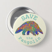 パング救ロリン動物カラフルアートのスローガン 缶バッジ (正面&裏面)