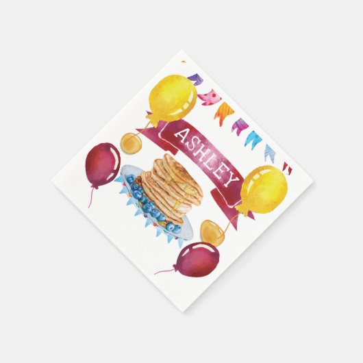 パンケパーソナライズされたーキアンドパジャマ誕生日 スタンダードカクテルナプキン (角)