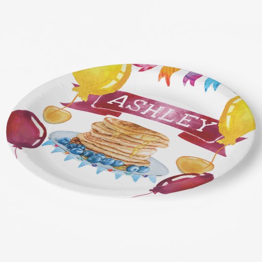 パンケパーソナライズされたーキアンドパジャマ誕生日 ペーパープレート (アングル)