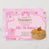 パンケーキおよびパジャマの誕生日の招待状 招待状 (正面/裏面)