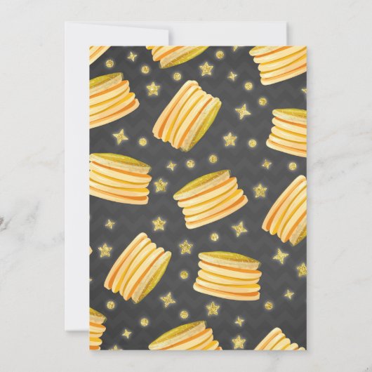 パンケーキおよびパジャマの誕生日の招待状PJのパーティー 招待状 (裏面)