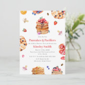 パンケーキとおしゃぶり ガール ベイビーシャワー 朝食 招待状 (スタンド正面)