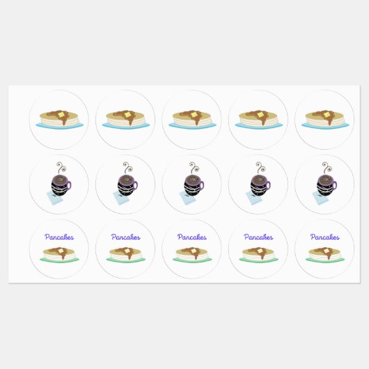 パンケーキとコーヒー ラベル (シート)