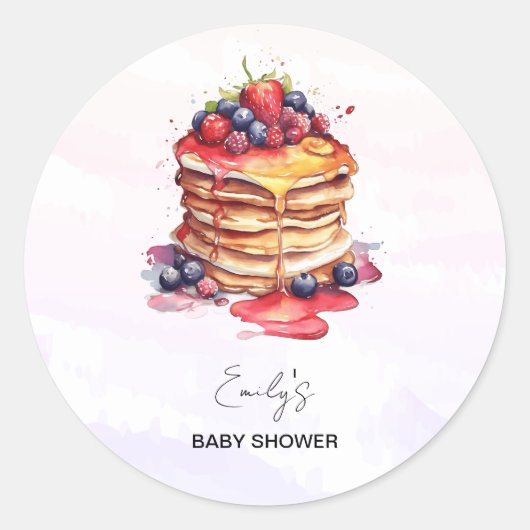 パンケーキとパシファイヤーブランチ赤ちゃんシャワー ラウンドシール (正面)
