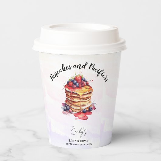 パンケーキとパシファイヤーブランチ赤ちゃんシャワー 紙コップ (正面)