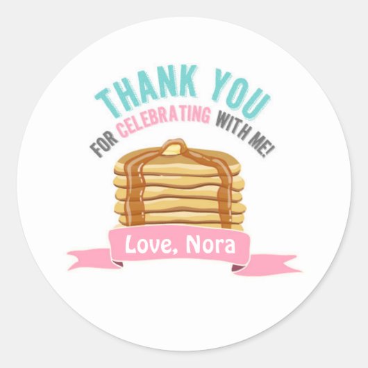 パンケーキとパジャマありがとう誕生日ラベル ラウンドシール (正面)