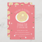 パンケーキとパジャマのおやすみ会 ガールズ コンフェッティ ピンク 招待状 (正面/裏面)