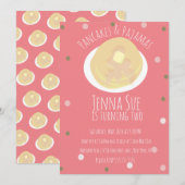 パンケーキとパジャマのおやすみ会 女の子たちのために ピンクのコンフェッティ 招待状 (正面/裏面)